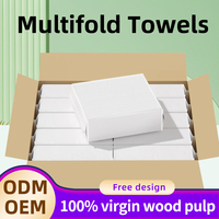 Serviettes en papier interpliées pour les mains en pâte de bois vierge, très absorbantes, jetables, OEM ODM