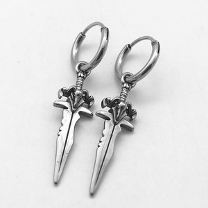 Pendientes colgantes con forma de espada y diseño de cabeza de oveja de yunnique, joyería de moda de acero de titanio para hombres y mujeres, pendientes de plata tibetana - Product Image 2