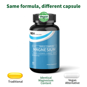 Cápsulas Veganas de Complejo Triple de Magnesio, Misma Fórmula, Diferentes Cápsulas, Aptas para el Mercado de la UE, para Mercados de Demanda Especial - Product Image 2