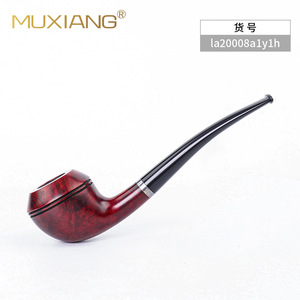 Muxiang Tobacco Pipe Bent Type Solid Wood With Vulcanized Rubber Mouthpiece For Smoking - Product Image 5