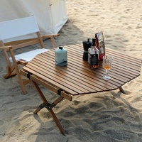 Table de jardin pliable octogonale moderne, portable, en bois de hêtre massif, avec cadre en métal, pour le camping, l'entrepôt, les loisirs, directement de l'usine