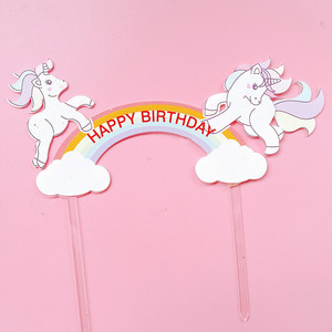 Adorno de pastel de <span class=keywords><strong>unicornio</strong></span> de acrílico de tamaño personalizable para fiesta temática suministro de decoración de pasteles - Product Image 3