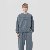 Sweat-shirt personnalisé en strass, coton 360g, molleton bouclette, coupe ample, manches classiques, effet délavé vintage, streetwear, OEM, vente en gros, hiver