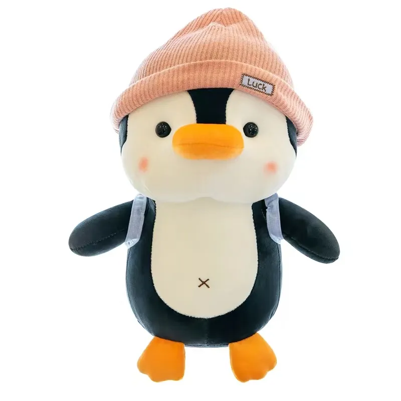 रचनात्मक पेंगुइन भरवां पशु टोपी प्यारा सा पेंगुइन सेट एक उपहार बॉक्स के साथ वेलेंटाइन दिवस जन्मदिन का उपहार गुड़िया