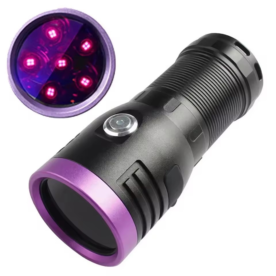 High Power LED Flashlight USB Rechargeable 365NM UV Lantern Black Mirror Purple Light Detection Torch Ultraviolet Lamp