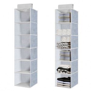 6 Shelf Hanging Clothes Storage Organizer Collapsible Accessory Shelves Hanging Closet Organizers Used for <b>Wardrobe</b> - Product Image 1