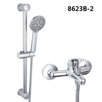 Ensemble de douche en cuivre Jordan, robinet de baignoire, pomme de douche à jet de pluie pressurisé, massage, design moderne, montage mural, 3 trous, barre coulissante