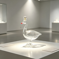 Bouteille à liqueur en verre dépoli transparent en forme de canard, en borosilicate de haute qualité, avec bouchon hermétique, pièce décorative pour bar à domicile