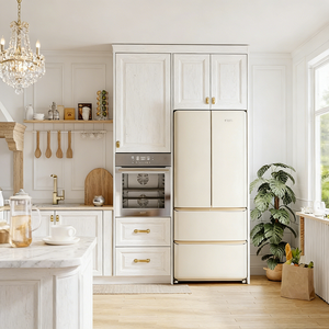 <span class=keywords><strong>Cucina</strong></span> Americana di Lusso con Mobili in Legno Massello Grigio Chiaro, Elettrodomestici Integrati Bianchi e Dettagli Metallici Eleganti - Product Image 3