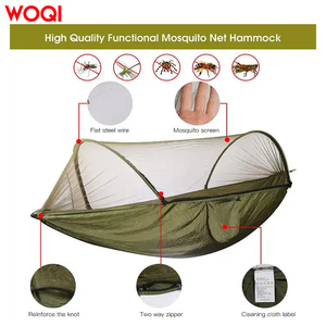 เปลญวนสำหรับผู้ใหญ่ WOQI สำหรับตั้งแคมป์กลางแจ้ง ทำจากไนลอนทนทาน พร้อมมุ้งกันยุงปรับได้ วัสดุพาราชูทแบบพกพา สำหรับใช้ในสวน - Product Image 2