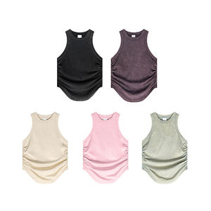 235Gsm Vintage lavado mujer Crop gráfico <span class=keywords><strong>sin</strong></span> <span class=keywords><strong>mangas</strong></span> Y2K <span class=keywords><strong>camiseta</strong></span> mujer venta al por mayor alta calidad - Product Image 2