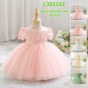 Robe de princesse en satin superposé à <span class=keywords><strong>crochet</strong></span> <span class=keywords><strong>pour</strong></span> bébé fille nouveau-née, idéale <span class=keywords><strong>pour</strong></span> les fêtes d'anniversaire des enfants, MQATZ L3021XZ - Product Image 2
