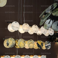 Lustre rectangulaire moderne en marbre, décoration de luxe, luminaire suspendu artistique en pierre naturelle pour un intérieur haut de gamme