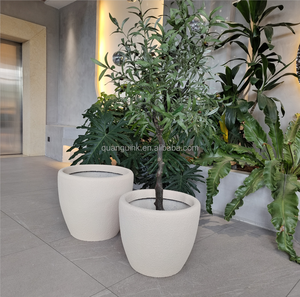 Jardinière Circulaire en Fibre de Verre Personnalisée, Style Ferme Rustique Traditionnel, avec Trou de Drainage, Écologique et Légère - Product Image 1