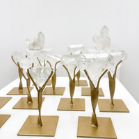 Sculptures en cristal de diamant sur supports métalliques dorés, objets de collection décoratifs