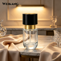 Flacon en verre élégant noir et or à bouton-poussoir, à paroi épaisse, vide, pour sérum, parfum, emballage cosmétique de luxe pour huiles essentielles