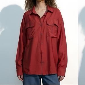 Chemise oversize pour femmes, manches longues, coupe ample, vêtements décontractés, streetwear, logo personnalisé, fournisseur OEM ODM - Product Image 2