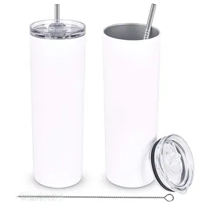 Gobelet droit blanc à Sublimation, Double paroi, en acier inoxydable, 20oz, vente en gros, pièces