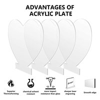 Plaques en acrylique de 2 mm d'épaisseur, forme de cœur, pour base lumineuse, plaque transparente brillante, plaque en plexiglas