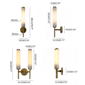 Lampu Dinding Kamar Tidur Modern Mewah dari Kuningan dan Alabaster, Lampu Dinding Interior Rumah Berbentuk Silinder Tipis untuk Kamar Tidur dan Kamar Mandi - Product Image 2