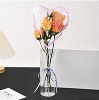 Sacchetto Trasparente a Forma di Cuore per Confezione Rosa Singola con Stampa LOVE, Vendita all'Ingrosso