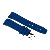 Bracelet de montre intelligente SKX007 en caoutchouc vulcanisé souple, imperméable, réglable, couleur bleue, avec trous de 1,8 mm et 2,5 mm, largeur de 22 mm