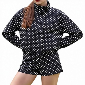 Conjunto de 2 Piezas para Mujer, Chaqueta y Pantalones Cortos con Estampado de Lunares, Chaqueta Corta con Cierre - Product Image 4