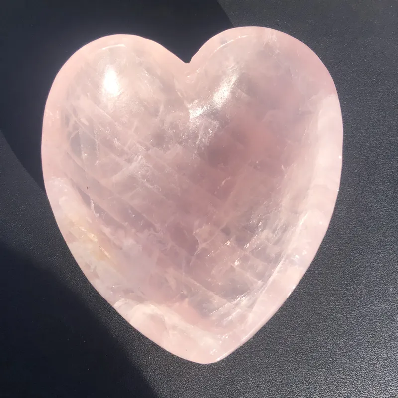 Natural Rose Pink Crystal Hand-Made Heart-geformte schale oder wohnkultur