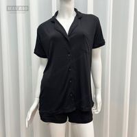 Ensemble de pyjama court côtelé en modal ultra doux pour femme SUHE, col rabattu, haut ajusté et short, 2 pièces, tenue de détente