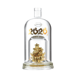 Botella de copa de vino redonda al por mayor 500ml 700ml 750ml para licores <span class=keywords><strong>Vodka</strong></span> con corcho o tapón de rosca calcomanía Manejo de superficie - Product Image 1