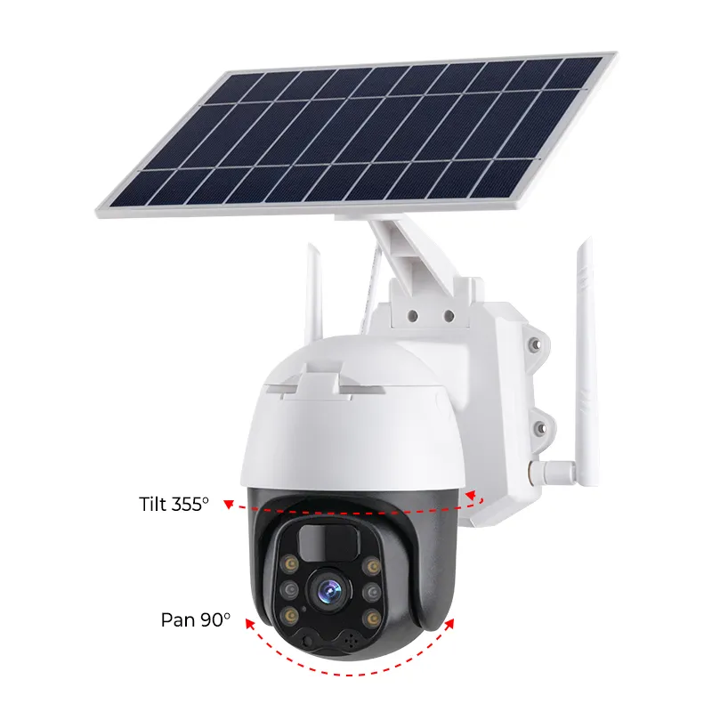 360 panoramic pan-tilt remote control low power solar panel wireless PTZ cameras outdoor waterproof wifi ptz solar camera