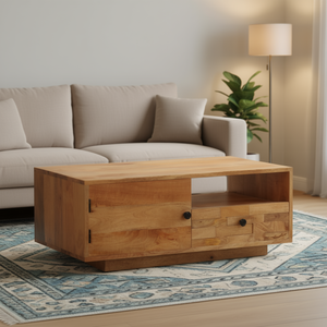 Solid Mango Wood <b>Coffee</b> <b>Table</b> Modern <b>Rustic</b> Living Room Furniture Storage Drawer Design - Product Image 2