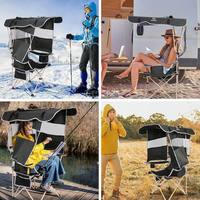 Chaise de camping de plage robuste en acier avec auvent réglable en hauteur, design pliable, option sac à dos et glacière