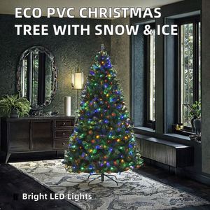Nouvel arbre de Noël extérieur de haute qualité en PE PVC écologique avec lumières LED, base de support et décorations de glace et de neige - Product Image 2