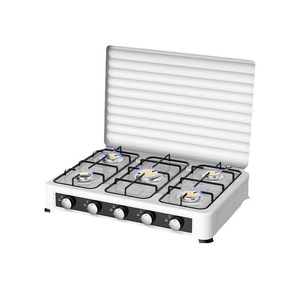 Estufa de <span class=keywords><strong>Gas</strong></span> Comercial para Cocina, 5 Quemadores, Placa de Hierro Fundido, Encendido Manual, Funciona con <span class=keywords><strong>Gas</strong></span> LPG, Portátil, para Uso en Hoteles y Hogares, Uso en Exteriores - Product Image 1