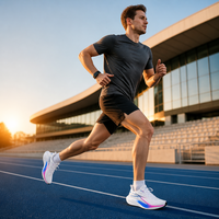 Zapatillas de Running para Hombre con Placa de Carbono Genuina, Superficie de Malla Transpirable, para Maratón, Carreras, Deportivas, de Alto Rendimiento, Verano
