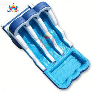 Factory Best Quality Blue Wave Three lane Custom <b>Inflatable</b> Wet <b>Slides</b> <b>Inflatable</b> <b>Water</b> <b>Slide</b> with Swimming Pool for Sale - Product Image 3