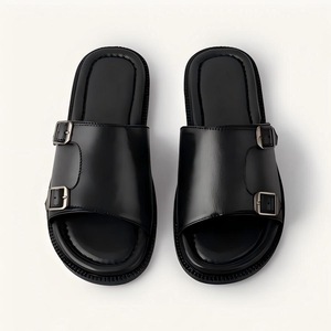 Tongs et sandales décontractées en cuir à une bride pour hommes, style européen et américain, nouvelle collection 2026, taille <span class=keywords><strong>48</strong></span>, du fabricant de chaussures - Product Image 1
