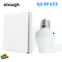 Support de lampe sans fil SIXWGH RF433 avec télécommande, E27, sans batterie, interrupteur cinétique auto-alimenté, kit, portée 30M, IP53, 10A, ampoule LED, maison