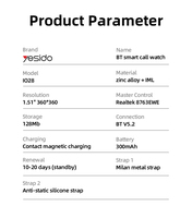 Reloj Inteligente Yesido IO28 con Llamadas HD, Cuerpo de Aleación de Zinc, Detección de Salud y Configuración de Correa Doble