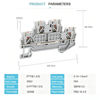 Bloc de bornes à double niveau PTTB 1.5/S-PV à montage DIN, bornier équipotentiel en cuivre 16A 16AWG pour armoire de commande électrique