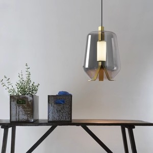 Lampada a Sospensione LED Design Nordico Stile Lava per <span class=keywords><strong>Ristorante</strong></span>, Moderna Lampada Sospesa in Ferro e Vetro, 3500K Luce Calda Fumé/Ambra, 672 Lumen - Product Image 3