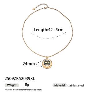 18 Ayar Altın Kaplama Paslanmaz Çelik Sevimli Canavar Kolye Gerdanlık Karikatür Figürlü Klavikula Zinciri Kadınlar İçin Günlük Kullanım Parti Hediyesi - Product Image 6