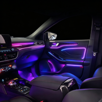 Kit d'éclairage d'ambiance intérieur pour Ford Focus 2019-2022 Glefon, 64 couleurs, contrôle par application, 12V 3-5W, Plug and Play, lampe d'ambiance