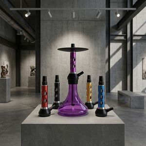 Moderno Set de Shisha de Aleación de Aluminio con Acabado Espejo, Tipo Recto Portátil con Mangueras para Bar o Regalo - Product Image 1