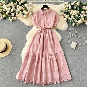Abito lungo estivo da donna in <span class=keywords><strong>cotone</strong></span>, stile casual boho vintage con stampa floreale, perfetto per la spiaggia e l'uso quotidiano. - Product Image 6