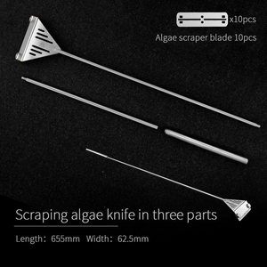 Herramienta de mantenimiento de <span class=keywords><strong>acuario</strong></span> de acero inoxidable, barra de extensión, cuchillo de algas raspadoras de 665mm en tres partes para herramienta de limpieza de peceras - Product Image 3