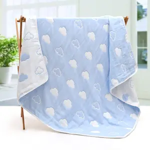 Serviette de bain en gaze de coton à six couches pour bébé, jacquard double face 110x110 couverture pour bébé, couette de climatiseur