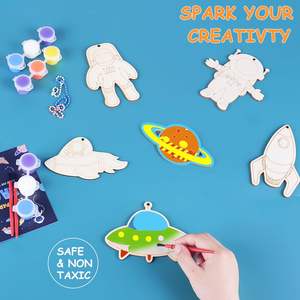 DIY houten schilderspeelgoed en sleutelhangerkit voor kinderen - creatieve tekenspeelgoedset, educatieve vakantiecadeaus voor kinderen - Product Image 3