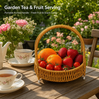 Panier en rotin synthétique tissé à la main avec poignée, pieds antidérapants pour servir les fruits et ranger sur la table